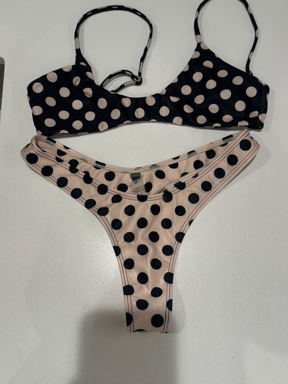 Inalbis Bali Polka Dot Two-Piece Bikini Set - Black & Blush